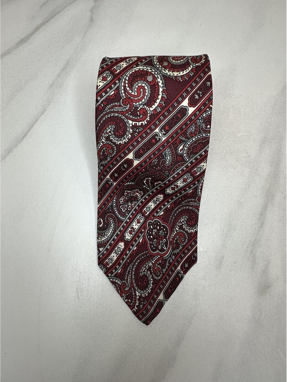 Vintage Christian Dior Cravates silk tie burgundy paisley designer luxury